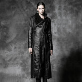 Y-485 Military Winter Long Leather Punk Coat With Collar?-??Punk Rave Clothing