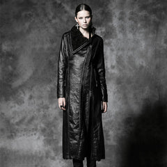 Y-485 Military Winter Long Leather Punk Coat With Collar?-??Punk Rave Clothing