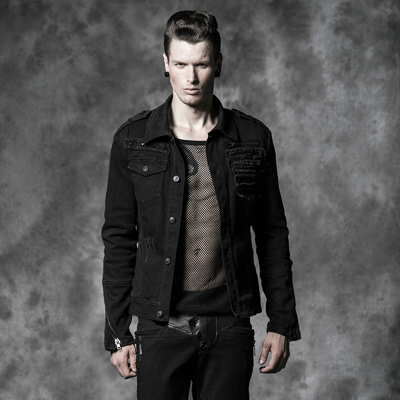 Y-488 black Gentleman Jean Punk Coat With Zip On Sleeves?-??Punk Rave Clothing