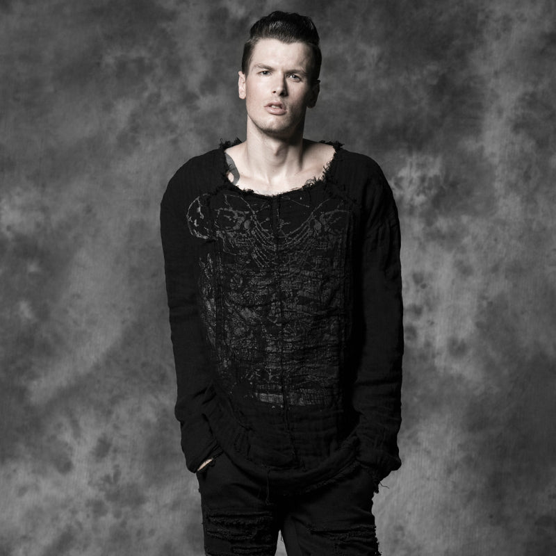 Y-492 Upper Outer Garment/black Punk T-shirts For Men?-??Punk Rave Clothing