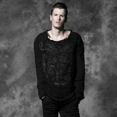 Y-492 Upper Outer Garment/black Punk T-shirts For Men?-??Punk Rave Clothing