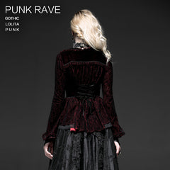 Y-497 Two-tone Plain Flocking Mesh Long-sleeve Gothic Jacket?-??Punk Rave Clothing