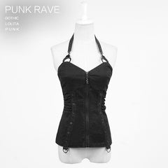 Y-499 Halter Neck Sexy Slim Fitted Gothic T-Shirts For Women?-??Punk Rave Clothing