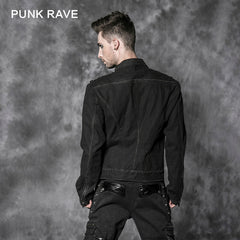 Y-500 Zip On Sleeves black Punk Jacket With Skeleton On Shoulders For Men?-??Punk Rave Clothing