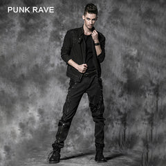 Y-500 Zip On Sleeves black Punk Jacket With Skeleton On Shoulders For Men?-??Punk Rave Clothing