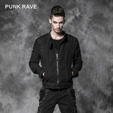 Y-500 Zip On Sleeves black Punk Jacket With Skeleton On Shoulders For Men?-??Punk Rave Clothing