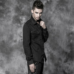 Y-501 black Special Mental Decoration Punk Shirts For Men?-??Punk Rave Clothing