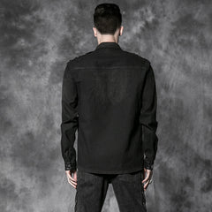 Y-502 Casual Long Sleeve Punk Shirts With V-collar For Men?-??Punk Rave Clothing