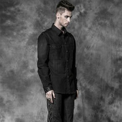 Y-502 Casual Long Sleeve Punk Shirts With V-collar For Men?-??Punk Rave Clothing