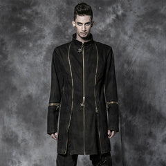 Y-506 Oversize Long Sleeve Punk Coat With Three Zip Front For Men?-??Punk Rave Clothing