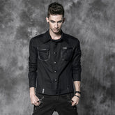 Y-509 black Lace On Shoulders Formal Long Sleeve Punk Shirts For Men?-??Punk Rave Clothing