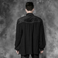 Y-513 black Classical Design Long Sleeve Gothic T-shirts With Metal Buttons?-??Punk Rave Clothing