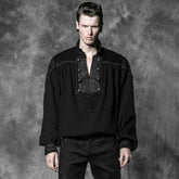 Y-513 black Classical Design Long Sleeve Gothic T-shirts With Metal Buttons?-??Punk Rave Clothing