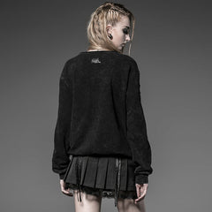 Y-515 black Hooded Oversize Designs Punk T-shirts With Skeleton Face?-??Punk Rave Clothing