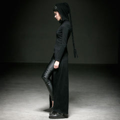 Y-518 Unique Split Front Gothic Trench Coats With Hood For Women?-??Punk Rave Clothing