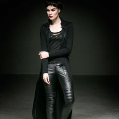 Y-518 Unique Split Front Gothic Trench Coats With Hood For Women?-??Punk Rave Clothing