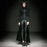 Y-518 Unique Split Front Gothic Trench Coats With Hood For Women?-??Punk Rave Clothing