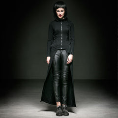 Y-518 Unique Split Front Gothic Trench Coats With Hood For Women?-??Punk Rave Clothing
