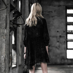 Y-519 black Long Sleeve Thin Punk Shirts With Metal Buttons?-??Punk Rave Clothing