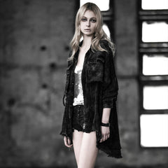 Y-519 black Long Sleeve Thin Punk Shirts With Metal Buttons?-??Punk Rave Clothing