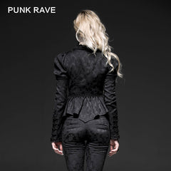Y-521 Front Ruffles Printing Pattern Gothic Jacket With Long Sleeve?-??Punk Rave Clothing