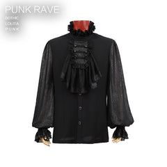 Y-522 Fashion black Soft Gothic Shirt With High Stand Collar For Men?-??Punk Rave Clothing