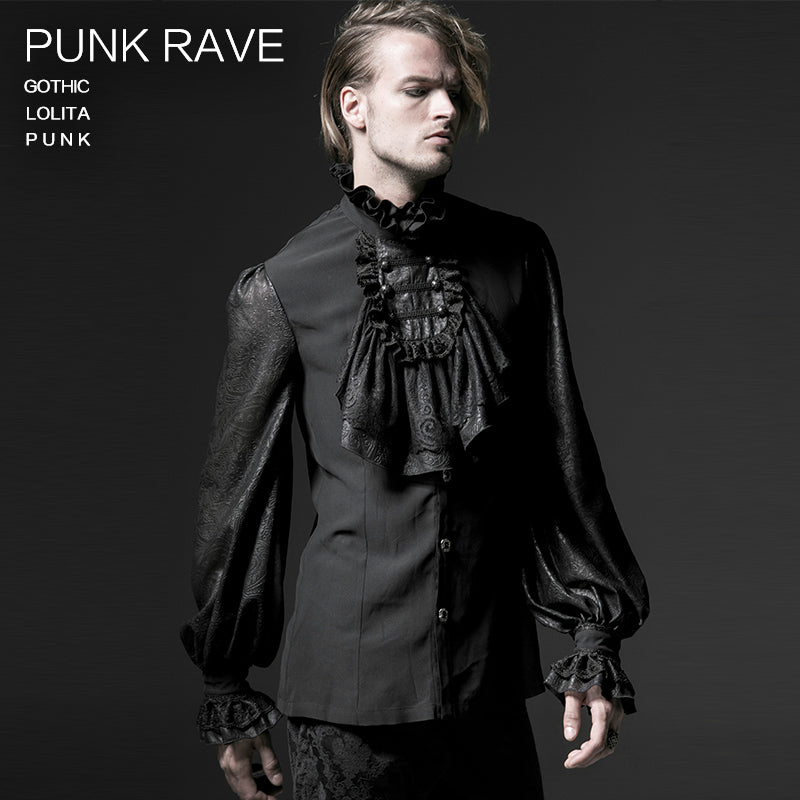 Y-522 Fashion black Soft Gothic Shirt With High Stand Collar For Men?-??Punk Rave Clothing