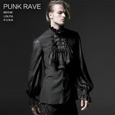 Y-522 Fashion black Soft Gothic Shirt With High Stand Collar For Men?-??Punk Rave Clothing