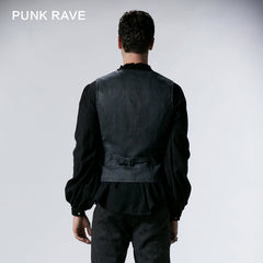 Y-533 Deep Bule Vintage Printing Fit Punk Vest For Men?-??Punk Rave Clothing