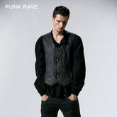 Y-533 Deep Bule Vintage Printing Fit Punk Vest For Men?-??Punk Rave Clothing