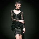 Y-535 Vintage Bell Long Lace Sleeve Gothic Shirt With Deep Neck?-??Punk Rave Clothing