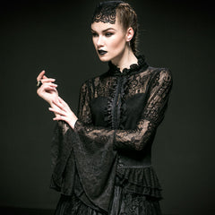 Y-536 Translucent Romantic Lace Long Speaker Sleeve Gothic Shirt?-??Punk Rave Clothing
