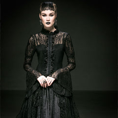 Y-536 Translucent Romantic Lace Long Speaker Sleeve Gothic Shirt?-??Punk Rave Clothing