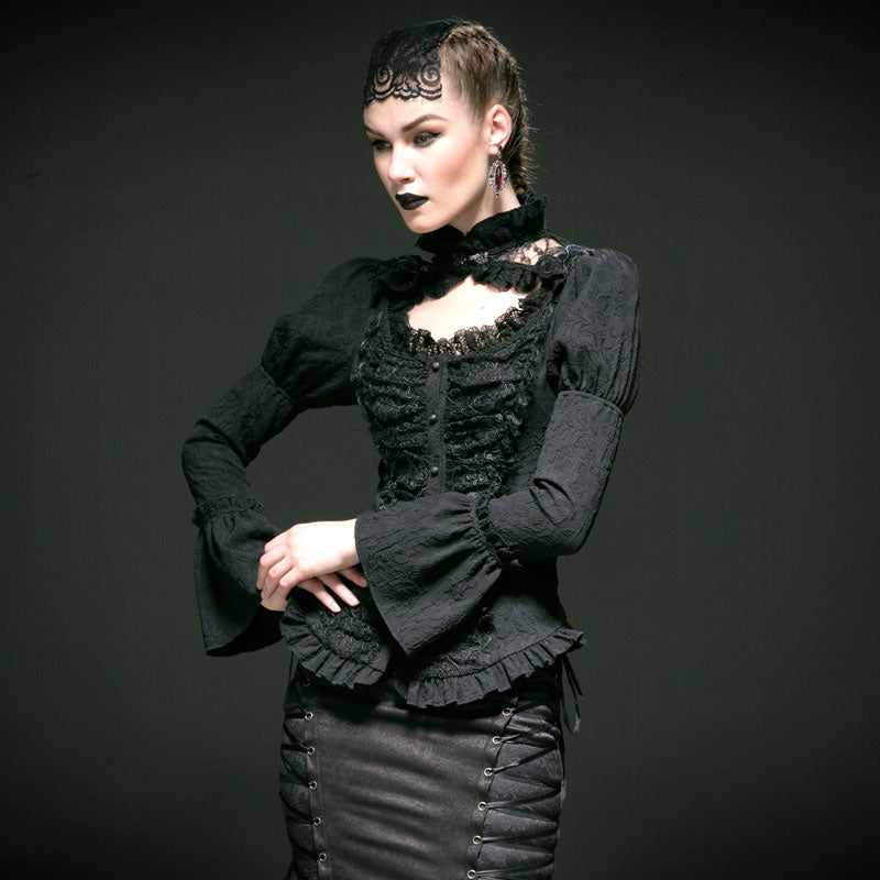Y-538 black Lace Long Bell Sleeves Gothic Dress?-??Punk Rave Clothing
