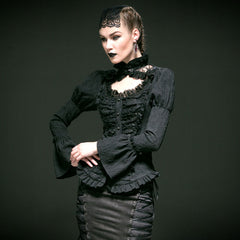 Y-538 black Lace Long Bell Sleeves Gothic Dress?-??Punk Rave Clothing