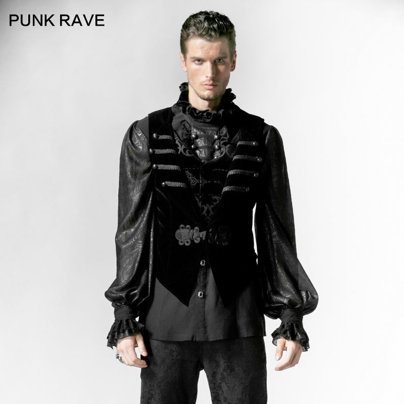 Y-539 Vintage Long Sleeve Gothic vest With High Neck For Men?-??Punk Rave Clothing