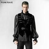 Y-539 Vintage Long Sleeve Gothic vest With High Neck For Men?-??Punk Rave Clothing