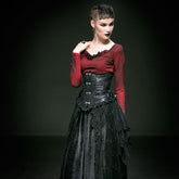 Y-542 Red And black Long Sleeve Large Collar Gothic Dresses?-??Punk Rave Clothing
