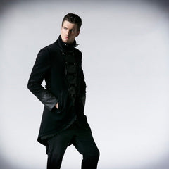 Y-546 Flocking Cotton Double Breasted Gothic Trench Coats?-??Punk Rave Clothing