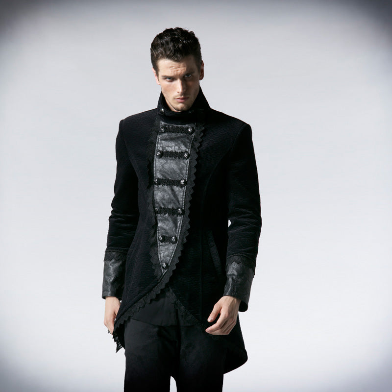 Y-546 Flocking Cotton Double Breasted Gothic Trench Coats?-??Punk Rave Clothing