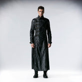 Y-549 black Long Sleeve Soft Leather Gothic Trench Coats With High Collar?-??Punk Rave Clothing