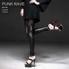 K-186 Sexy Lady Fashion Lamination Mesh Lace Fake Boot Gothic Pants Legging?-??Punk Rave Clothing