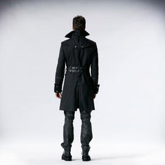 Y-557 black Long Sleeve Double Breasted Punk Coat For Men?-??Punk Rave Clothing