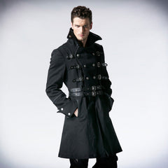 Y-557 black Long Sleeve Double Breasted Punk Coat For Men?-??Punk Rave Clothing