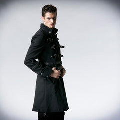 Y-557 black Long Sleeve Double Breasted Punk Coat For Men?-??Punk Rave Clothing