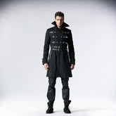 Y-557 black Long Sleeve Double Breasted Punk Coat For Men?-??Punk Rave Clothing