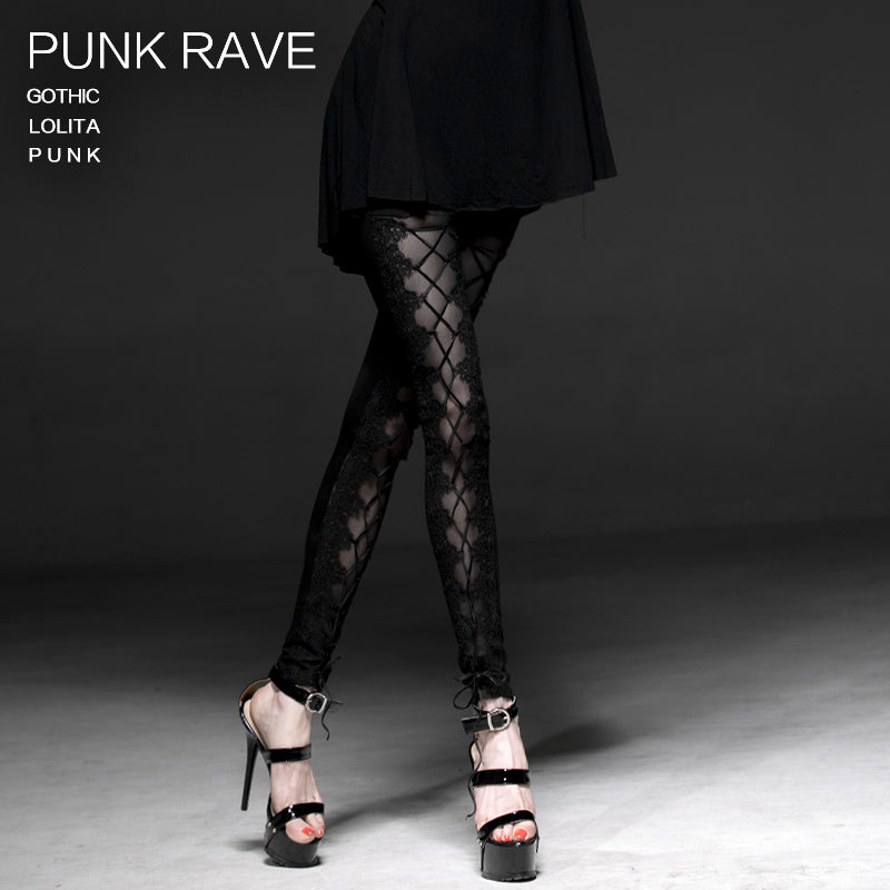 K-187 Fashion Sexy Lady Mesh Knit Laciness Punk Pants Legging?-??Punk Rave Clothing