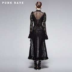 Y-561 Semitransparent Lace Trailing Long Sleeve Gothic Shirt?-??Punk Rave Clothing