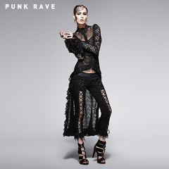 Y-561 Semitransparent Lace Trailing Long Sleeve Gothic Shirt?-??Punk Rave Clothing