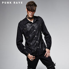 Y-563 Casual Denim Cheap Camo Long Sleeve Punk Shirts For Men?-??Punk Rave Clothing